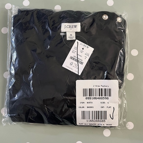 J. Crew Factory Puff sleeve sweater BC573 Black S - Picture 3 of 3